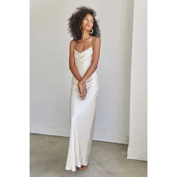 shona joy ruched backless slip dress SHONA JOY La Lune Ruched Backless Slip Dress- Peony